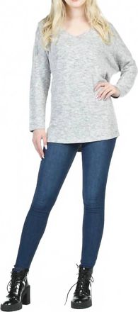 Papillon Soft V-Neck Oversized Sweater In Light Grey