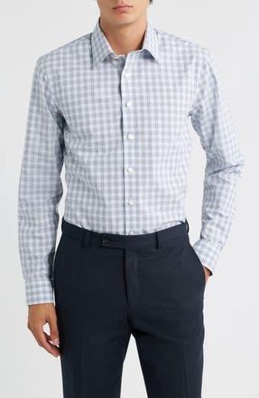 Nordstrom Extra Trim Fit Check Non Iron Cotton Dress Shirt in Lilac Ramos Plaid at Nordstrom Rack, Size 17.5 - 34/35