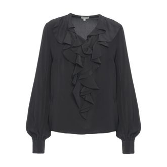 Himon's Overhemden, Dames, Zwart, M, Ruffle Detail Blouse