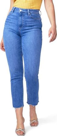 Paige Flaunt Curvy Accent High Waist Raw Hem Ankle Straight Leg Jeans in Siene W/Ragged Fray Hem at Nordstrom, Size 23