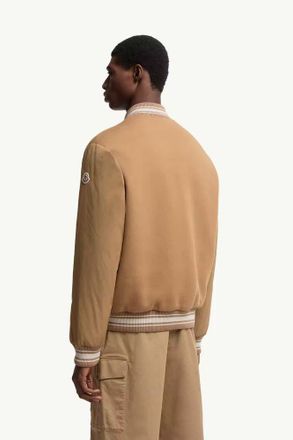 Moncler Logo-Appliqu&eacute;d Wool-Blend Bomber Jacket - Camel