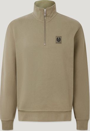 Belstaff Quarter Zip Sweatshirt Mens Cotton Fleece Fatigue Green Size 2XL