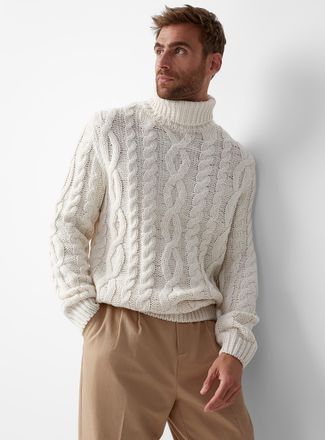 Le 31 Mens Twisted-cable turtleneck sweater