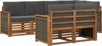 vidaXL Conjunto De Sof&aacute;s De Exterior 6 Uds. Natural Y Antracita Vidaxl