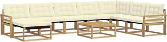 vidaXL Conjunto De Sof&aacute;s De Exterior 9 Uds. Blanco Y Crema Vidaxl