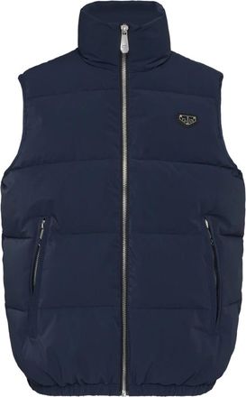 Philipp Plein Nylon Down Jacket Vest - Heren - Bodywarmers - Blauw - 2XL - Nylon - Jassen