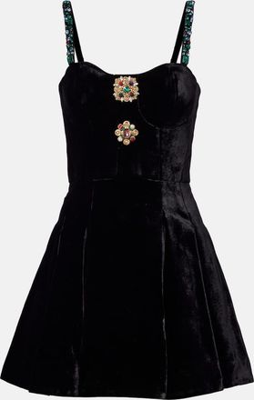 Balmain Embellished velvet minidress