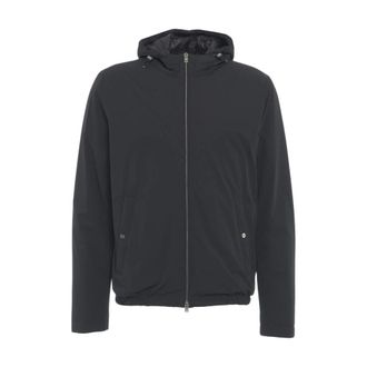 Herno Light Jackets, male, Black, Size: 4XL Modern Hooded Jacket in Black