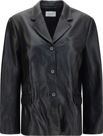 Magda Butrym Black Solid Notched Lapel Blazer