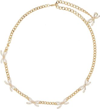 Self Portrait Necklace With Bows And Crystals