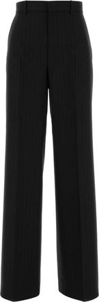 Gucci Womens Pinstriped Wool Trousers - Black - Size EU 44 (Womens)