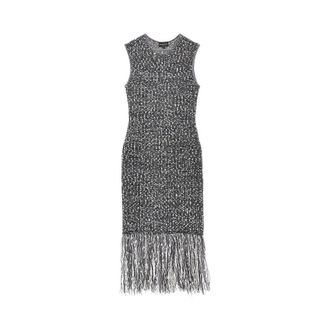 Emporio Armani Fringed knit midi dress Woman 40