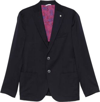 Manuel Ritz paisley-lining single-breasted blazer - Blue
