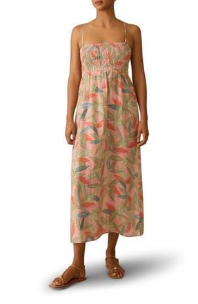 Faherty Sunrise Smocked Sundress in Watercolor Palms at Nordstrom Rack, Size Xx-Small