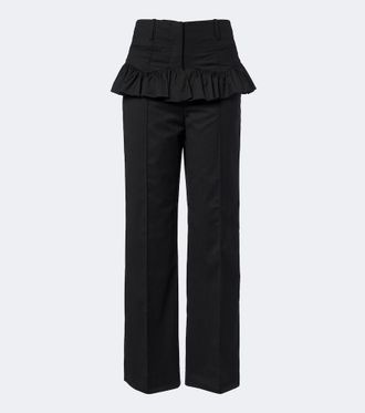 Ganni Ruffled wide-leg pants