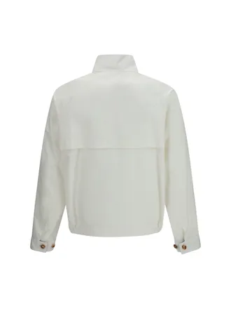 Brunello Cucinelli Mens Windproof Zip Jacket Off White+panama+spago Cotton; Polyamide