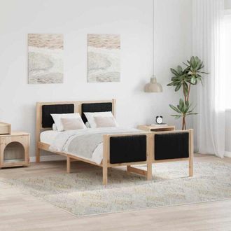 vidaXL Bed frame Brown and black 120 x 200 cm Solid pine wood vidaXL
