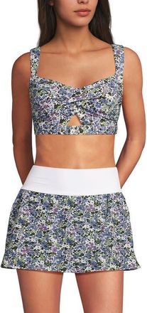 Lands End Twist Front Bikini Top in White/lilac Multi Ditsy Floral at Nordstrom, Size Xx-Small