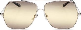 Chlo&eacute; Zonnebril - Dames - Zonnebrillen - Grijs - 62 MM - Leer - Accessoires