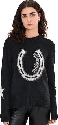 AllSaints Kismet Jumper Womens Sweater Black/Chalk White : LG (US 10-12), Elastane/Polyamide