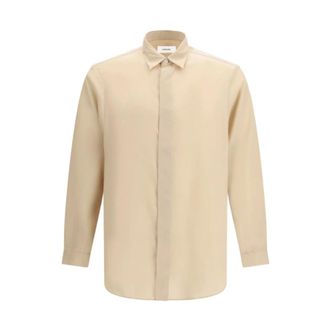 Lardini Casual Shirts, male, Beige, Size: XL Camicia con bottoni ricoperti