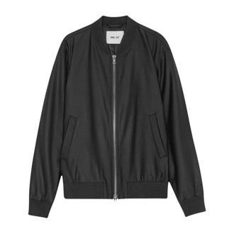 Nn.07 Zwarte wollen blend bomberjack - Heren - Bomber jackets - Zwart - L - Wol - Jassen
