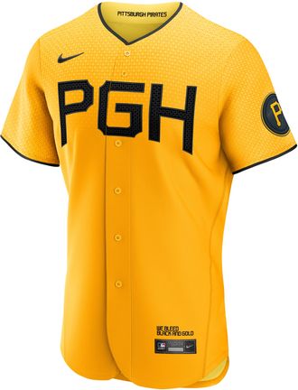 Nike Mens MLB Pittsburgh Pirates City Connect (Roberto Clemente) Authentic Baseball Jersey in Yellow | 890001O1QBT-5Z0