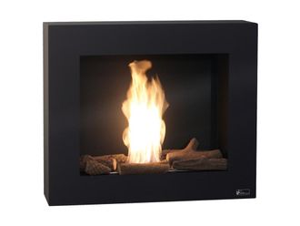 Purline Chimenea de etanol negra con le&ntilde;os decorativos