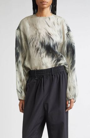Brandon Maxwell Briggs Relaxed Blouse In Fur Print