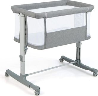 Costway Culla Neonato Fianco Letto 3 in 1, Lettino Neonato Dondolo con Materasso, Culla Co-Sleeping Fino a 9kg, Altezza Regolabili, Inclinazione di