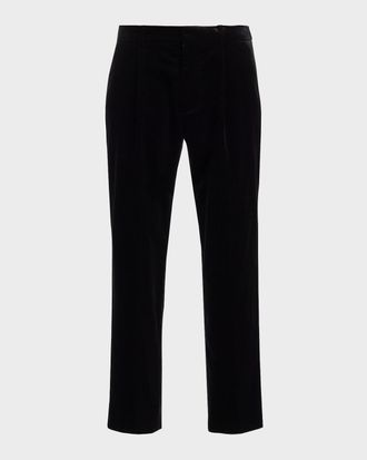 Balmain Mens Cotton Velvet Pleated Trousers