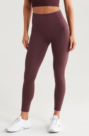 Zella Studio Luxe High Waist Pocket 7/8 Leggings in Burgundy Fudge at Nordstrom, Size X-Small