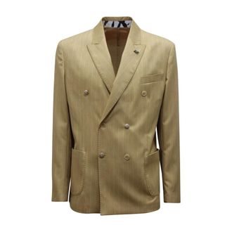 Bob Bob, Blazers, male, Yellow, Size: XL Suit401 Double-breasted Pinstripe Suit