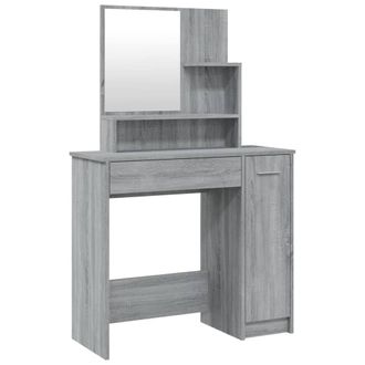 Berkfield Home Dressing Table with Mirror Grey Sonoma 86.5x35x136 cm