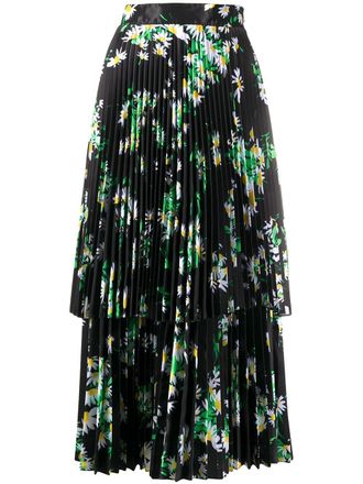 Richard Quinn daisy print midi dress - Black