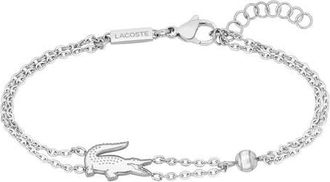 Lacoste Crocodile Station Bracelet in Silver at Nordstrom