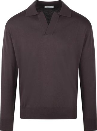 Paolo Pecora Slim Fit Katoenen Gebreid Poloshirt - Heren - Polos - Bruin - S - Katoen - Tops