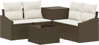 vidaXL Juego De Sof&aacute; 6 Uds. Marr&oacute;n Y Crema Blanca Vidaxl