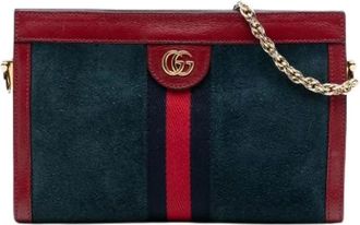 Gucci Pre-owned Cross Body Bags, female, Blue, Size: ONE SIZE Pre-owned Suede Crossbody Bag