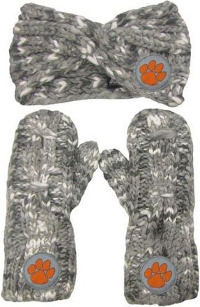 ZooZatZ Womens ZooZatz Clemson Tigers Logo Marled Headband and Mitten Set in Gray at Nordstrom