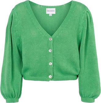 Americandreams Manda Katoenen Cardigan - Dames - Vesten - Groen - M - Katoen - Truien & Vesten