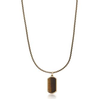 Mr.Ettika Mens Dog Tag Necklace in Tigers Eye at Nordstrom