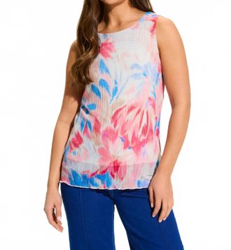 FDJ Shannon Sleeveless Pleated Mesh Top In Patrizia