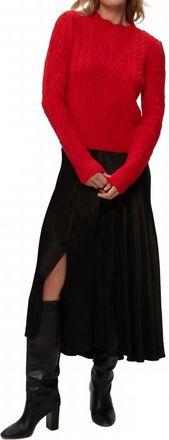 Michael Stars Pia Cable Knit Sweater In Cherry