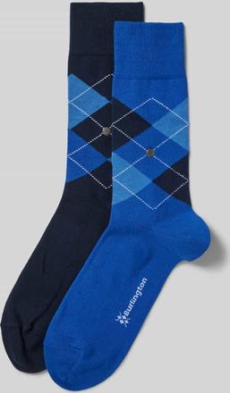 Burlington Socken mit Label-Applikation Modell Everyday Argyle im 2er-Pack in Dunkelblau, Größe 40-46