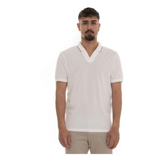 Emporio Armani Polo shirt met V-hals van Piqu&eacute; - Heren - Polos - Wit - L - Katoen - Tops