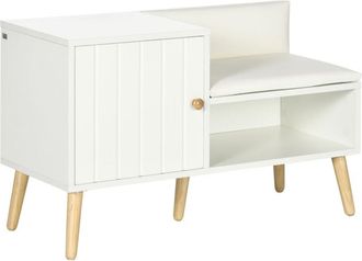 HOMCOM Homcom - Banco Zapatero Con Compartimento Abierto Y Coj&iacute;n Acolchado Para 4 Pares De Zapatos Zapatero Con Asiento Para Entrada Pasillo 80x33x49 Cm Blan
