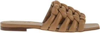 Tod's Schoenen, Dames, Bruin, 38 1/2 EU, Leer, Padded Woven Leather Slide