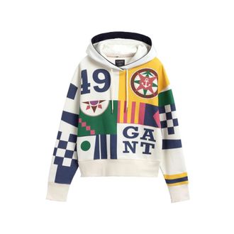 GANT Rough Weather Hoodie - Dames - Hoodies - Veelkleurig - XS - Katoen - Hoodies & sweatvesten