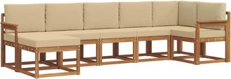 vidaXL Conjunto De Sof&aacute;s De Exterior 7 Uds. Natural Y Beige Vidaxl